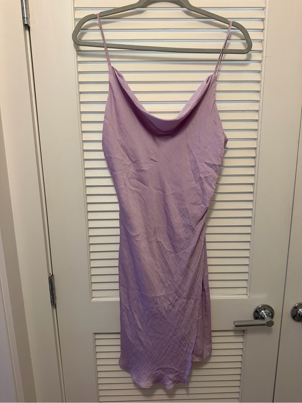 Women's purple satin slip dress